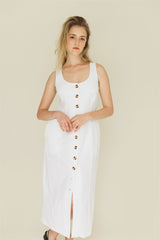 the linen coco dress  white