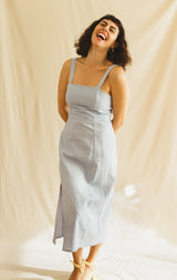 emanuel linen dress - light blue