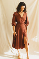 shaffa wrap dress - caramel brown