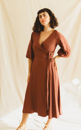 shaffa wrap dress - caramel brown