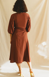 shaffa wrap dress - caramel brown