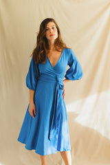 shaffa wrap dress - blue
