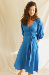 shaffa wrap dress - blue