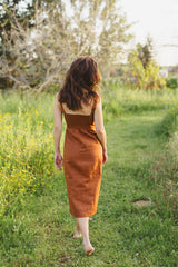 emanuel linen dress - caramel