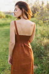 emanuel linen dress - caramel