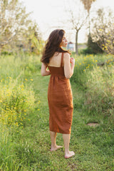 emanuel linen dress - caramel