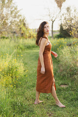 emanuel linen dress - caramel