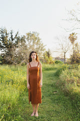 emanuel linen dress - caramel