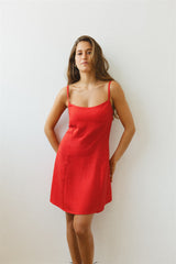 monica tomato red dress