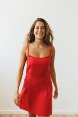 monica tomato red dress