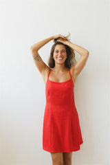 monica tomato red dress