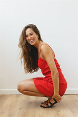 monica tomato red dress