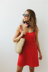 monica tomato red dress