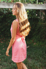 Summer linen dress - Pink