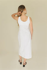 the linen coco dress  white