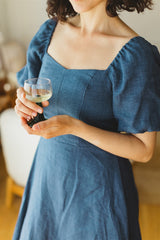 Noga Dress - Blue Linen Dress