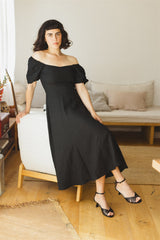 Noga Dress - Black Linen Dress