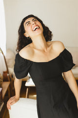 Noga Dress - Black Linen Dress