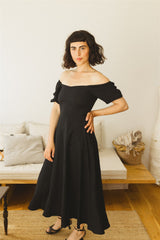 Noga Dress - Black Linen Dress