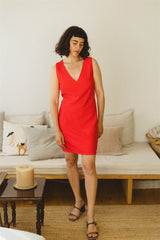 The Summer Dress - Red Linen Mini Dress