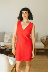 The Summer Dress - Red Linen Mini Dress