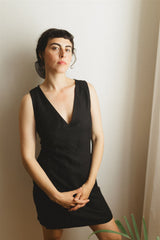 The Summer Dress - Black Linen Mini Dress