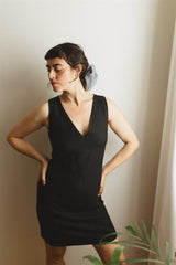The Summer Dress - Black Linen Mini Dress