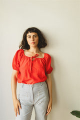 Juliette Blouse - Red Linen Blend Top