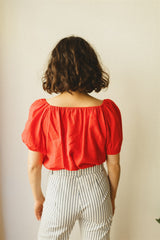 Juliette Blouse - Red Linen Blend Top