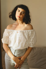 Juliette Blouse - White Cotton Embroidered Top