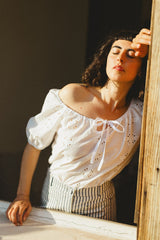 Juliette Blouse - White Cotton Embroidered Top
