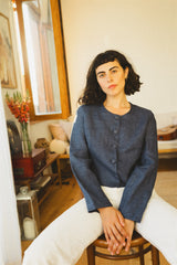 Sienna Jacket - Blue Linen Jacket
