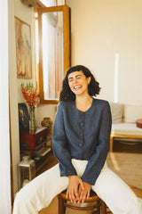 Sienna Jacket - Blue Linen Jacket