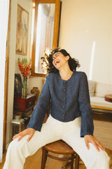 Sienna Jacket - Blue Linen Jacket