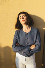Sienna Jacket - Blue Linen Jacket