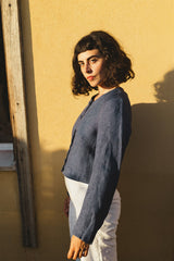 Sienna Jacket - Blue Linen Jacket