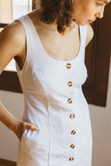 the linen coco dress  white