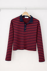 venice top stripes burgundy