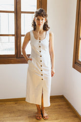 the linen coco dress  white