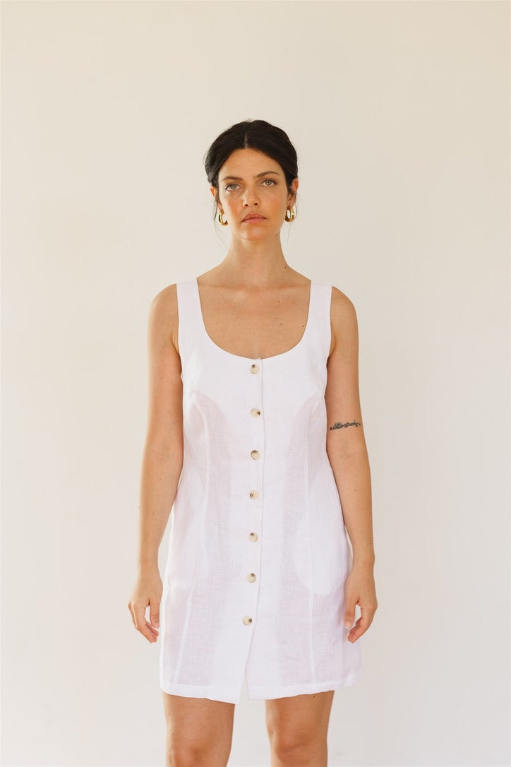 coco dress linen white