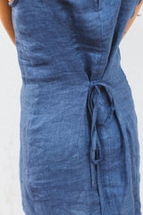 Summer linen dress - Denim Blue