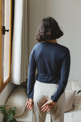 ballerina wrap top navy