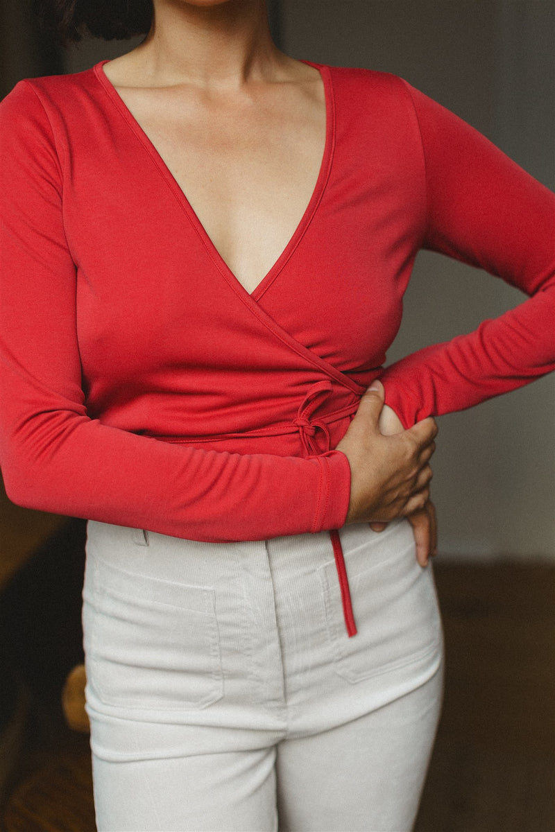 ballerina wrap top red