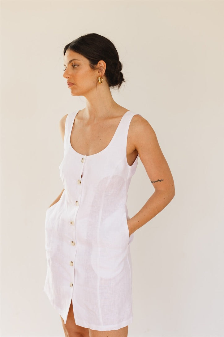 coco dress linen white