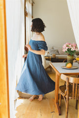 Noga Dress - Blue Linen Dress