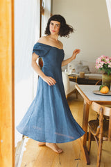 Noga Dress - Blue Linen Dress