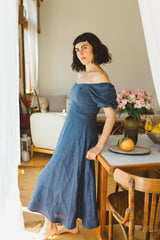 Noga Dress - Blue Linen Dress