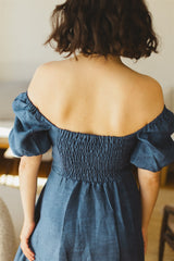 Noga Dress - Blue Linen Dress