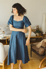 Noga Dress - Blue Linen Dress