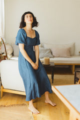 Noga Dress - Blue Linen Dress